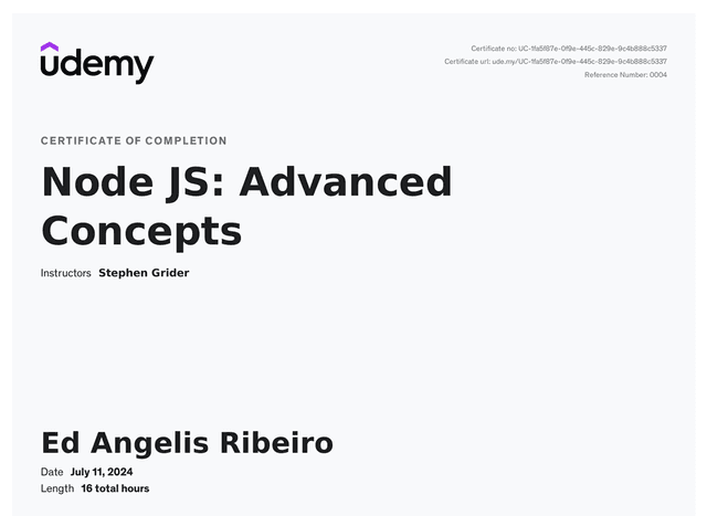 node advanced Certification
