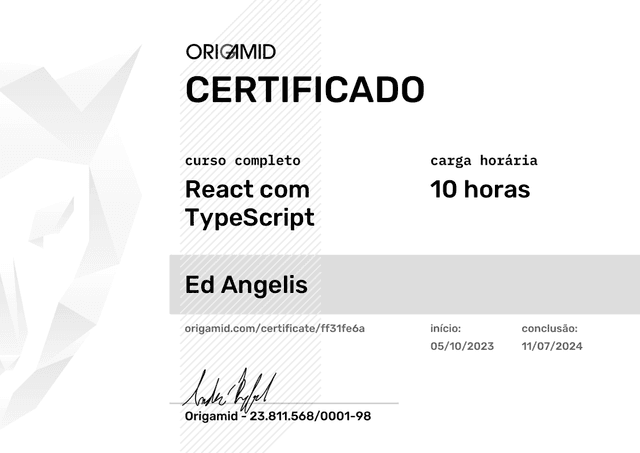 react typescript Certification